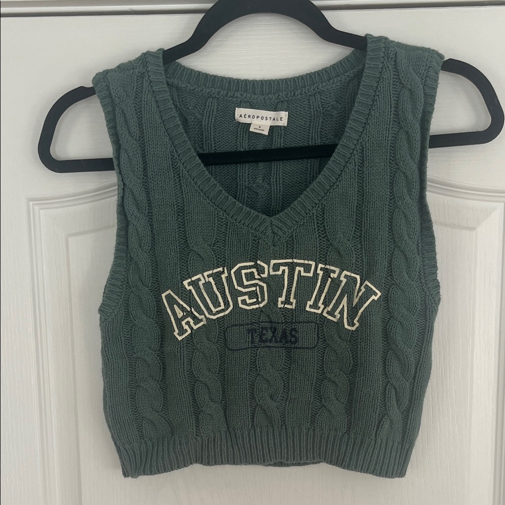 Aeropostale Austin Green V-Neck Sweater Vest